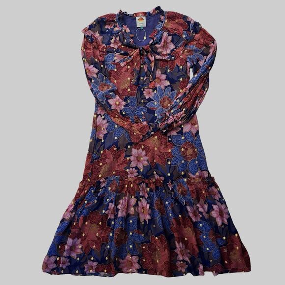 Farm Rio Dresses & Skirts - Farm Rio Navy Floral Garden Dress NWOT MSRP $325 Size Small Long Sleeve**
